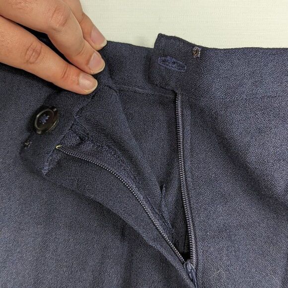 Vintage Handmade Women's Small/Medium Navy Blue Two Piece Pants Suit Set - Picture 9 of 12